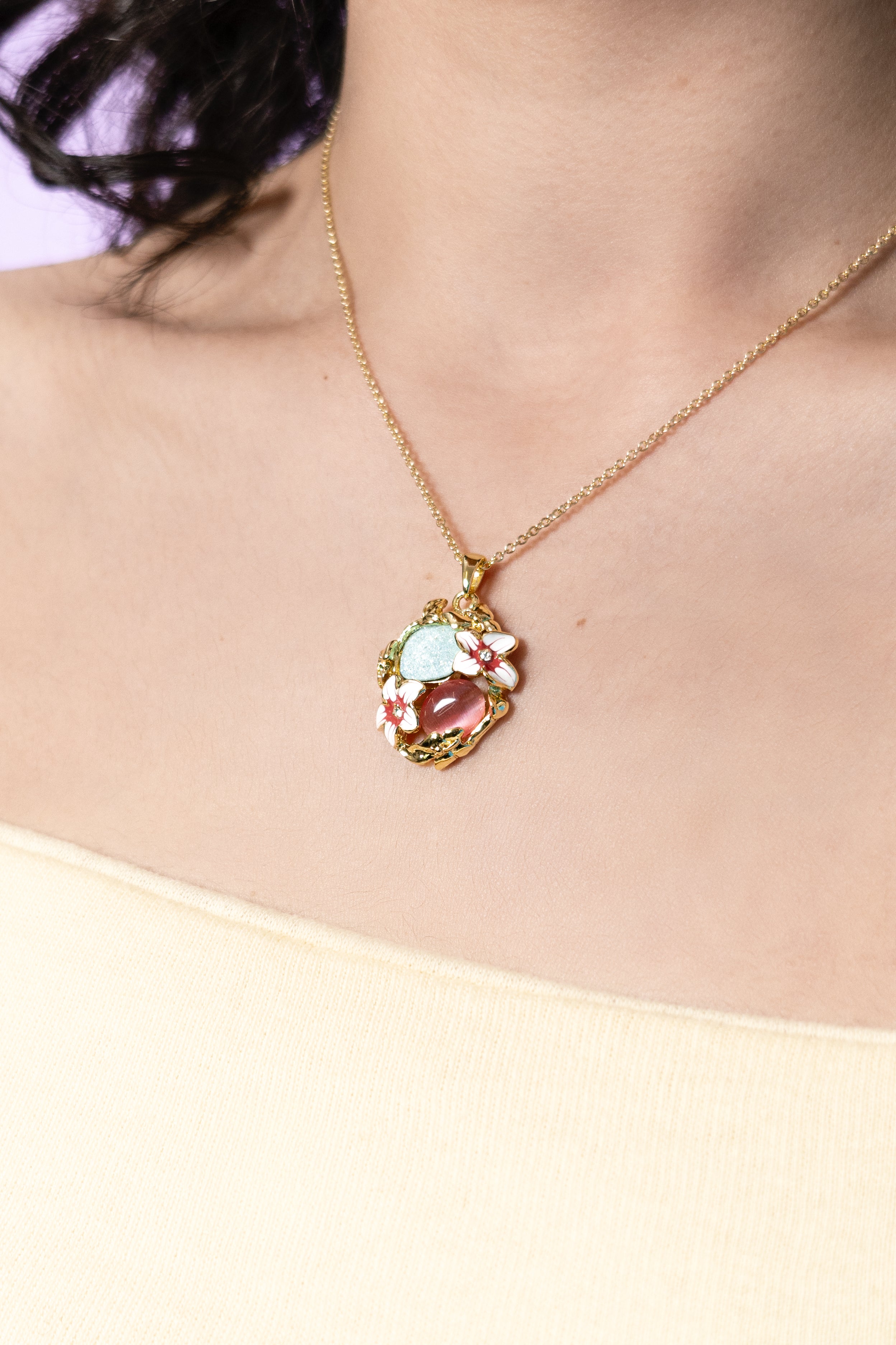 Collana Metallo Dorato e Pietre SINFONIA