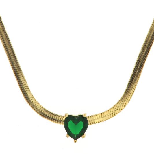 Collana Acciaio/Oro Zirc Verde COLONIA