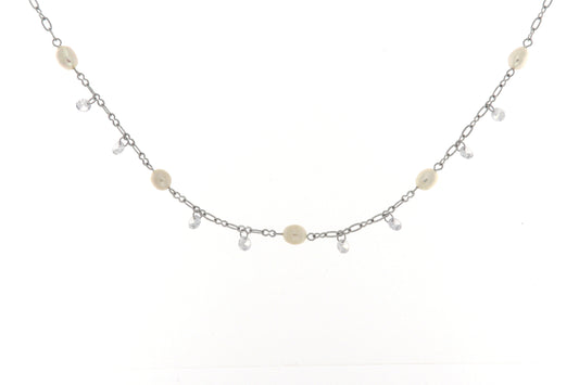 Collana Acciaio/Zirc Bianco FRANCOFORTE